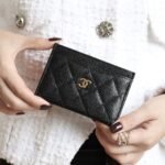 Real pickup bag ins women's fragrant wind diamond grid card slot caviar ultra-thin business card change certificate simple-comes with gift box - Image 4