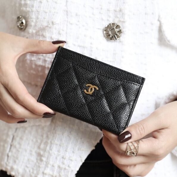 Real pickup bag ins women's fragrant wind diamond grid card slot caviar ultra-thin business card change certificate simple-comes with gift box - Image 4