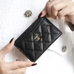 Real pickup bag ins women's fragrant wind diamond grid card slot caviar ultra-thin business card change certificate simple-comes with gift box - Image 6