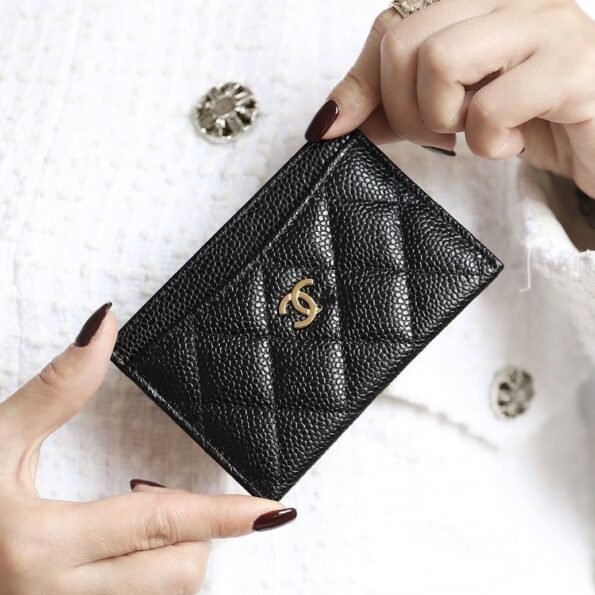 Real pickup bag ins women's fragrant wind diamond grid card slot caviar ultra-thin business card change certificate simple-comes with gift box - Image 6