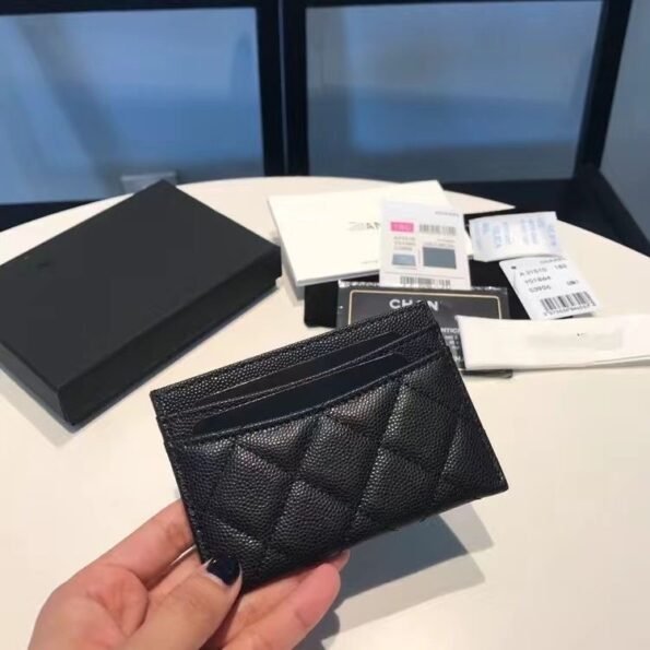 Real pickup bag ins women's fragrant wind diamond grid card slot caviar ultra-thin business card change certificate simple-comes with gift box - Image 7