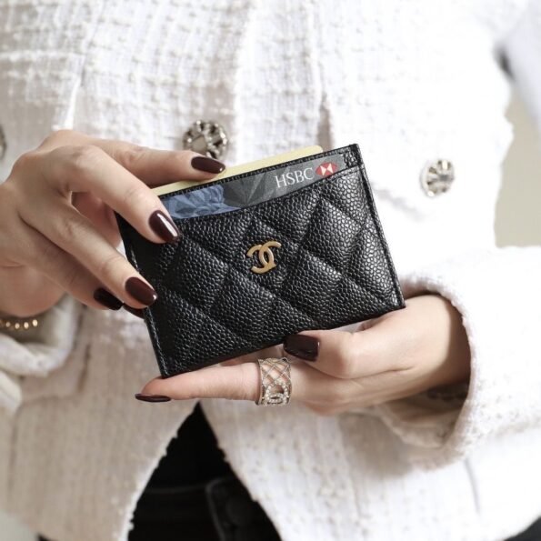 Real pickup bag ins women's fragrant wind diamond grid card slot caviar ultra-thin business card change certificate simple-comes with gift box - Image 5