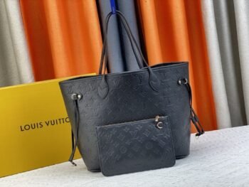 Lv-Top layer cowhide embossed fashion large-capacity bag women's bag high-end versatile commuter bag one-shoulder underarm tote bag-without packaging box