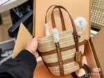 Japanese and Korean minimalist handmade vegetable baskets, woven bags, woven bags, women's summer versatile hand-held large capacity beach bags-comes with gift box - Image 3