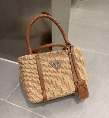 Japanese and Korean minimalist handmade vegetable baskets, woven bags, woven bags, women's summer versatile hand-held large capacity beach bags-comes with gift box