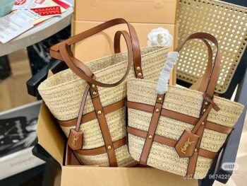 Japanese and Korean minimalist handmade vegetable baskets, woven bags, woven bags, women's summer versatile hand-held large capacity beach bags-comes with gift box