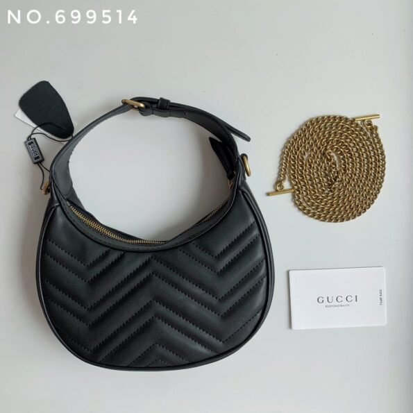New leather half moon armpit bag, high-end single shoulder hand-held crossbody chain crescent bag-comes with gift box - Image 3