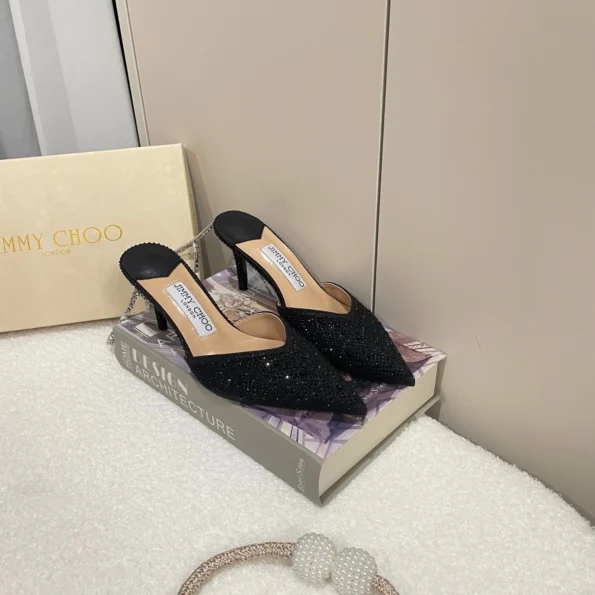 JIMMY CHOO EARLY SPRING POINTED-TOE RHINESTONE HEELED SANDALS - Image 2