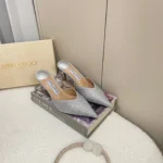 JIMMY CHOO EARLY SPRING POINTED-TOE RHINESTONE HEELED SANDALS - Image 5