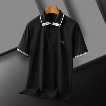 Burberry Series Men's European Cotton Puller Polo Shirt Short Sleeve