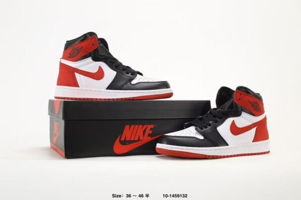 High top, black, red toe, mid top, wedding shoes, white, red, Chicago, smashing rebounds, basketball shoes - Image 3
