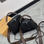 LV Capucines Lady Bag, Cowhide Gold-Buckle Hardware, Handle One-Shoulder Crossbody Bag, Folding Gift Box
