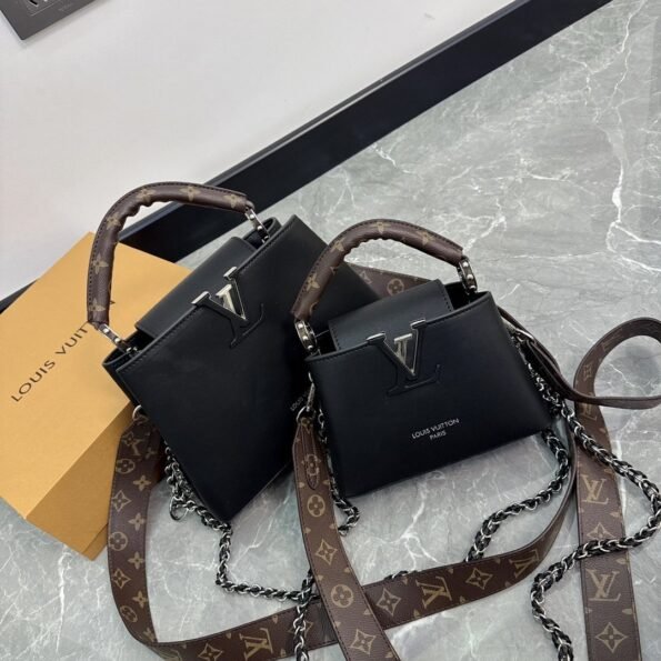 LV Capucines Lady Bag, Cowhide Gold-Buckle Hardware, Handle One-Shoulder Crossbody Bag, Folding Gift Box - Image 1