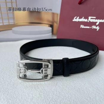 Ferragamo new imported calfskin belt 3.5cm - silver