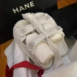 Chanel sandals velcro platform sole two-strap flip-flop chain buckle beach shoes for women - Image 3