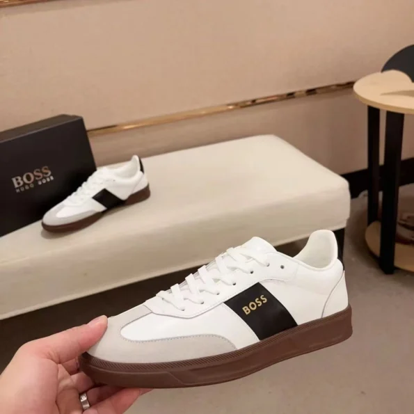 BOSS men's casual fashion flat low-top leather sneakers - Image 2