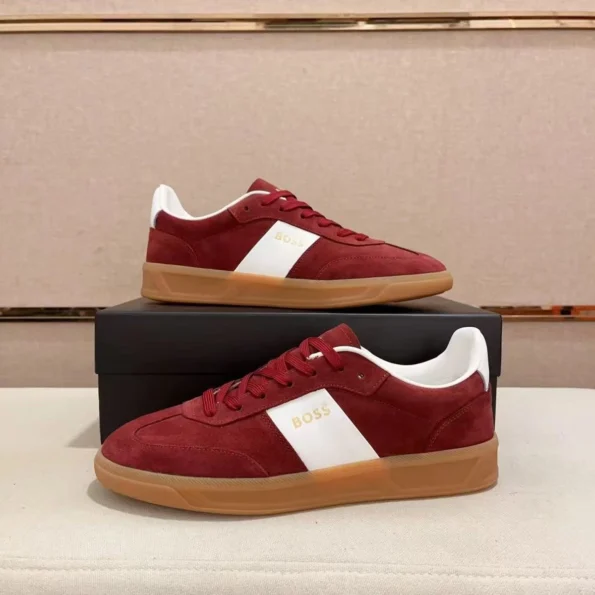 BOSS men's casual fashion flat low-top leather sneakers - Image 9