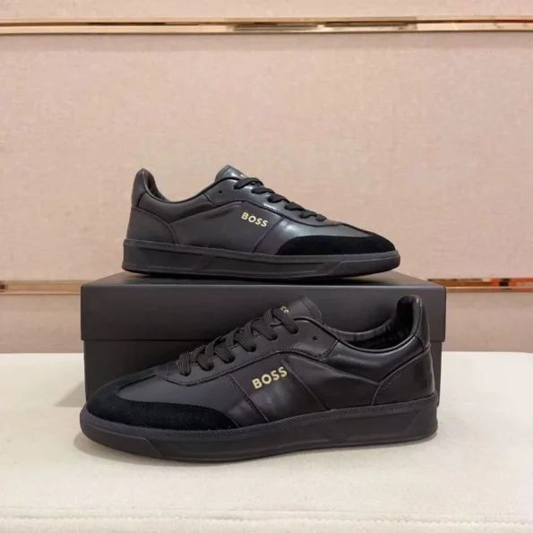 BOSS men's casual fashion flat low-top leather sneakers - Image 5