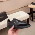 BOSS men's casual fashion flat low-top leather sneakers - Image 4