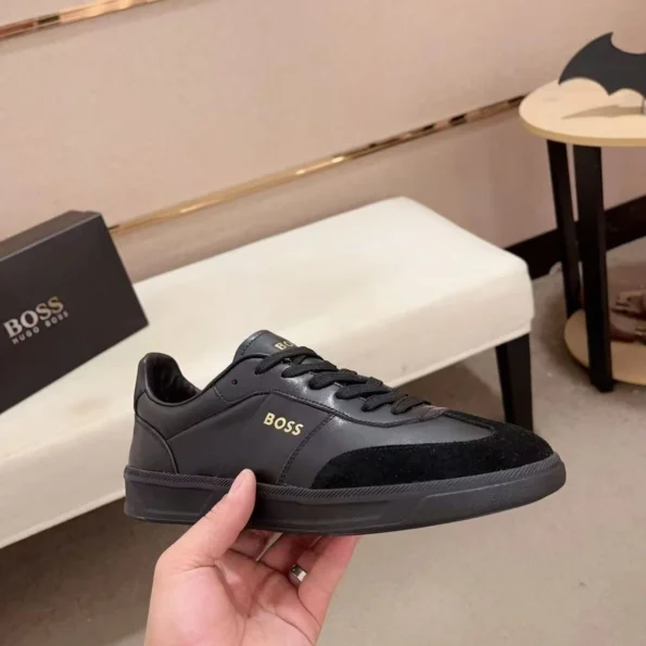 BOSS men's casual fashion flat low-top leather sneakers - Image 4