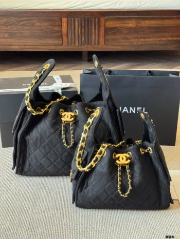 Small fragrance wind rope bucket wrap tote bag chain shoulder bag women's relaxation-comes with gift box
