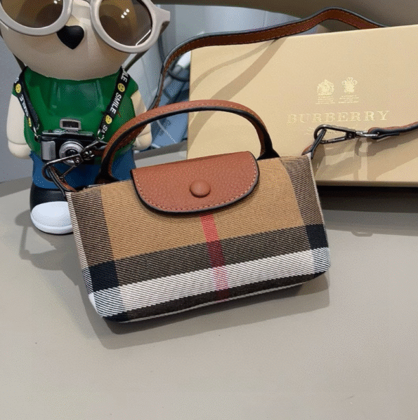 Super popular women's crossbody bag with grid patterned canvas and top layer cowhide, high-end and exquisite women's handbag-without packaging box - Image 3