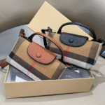 Super popular women's crossbody bag with grid patterned canvas and top layer cowhide, high-end and exquisite women's handbag-without packaging box