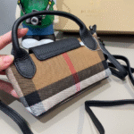 Super popular women's crossbody bag with grid patterned canvas and top layer cowhide, high-end and exquisite women's handbag-without packaging box - Image 11