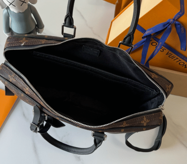 Black flower, old flower, black check, checkered, cross pattern men's briefcase series -no box - Image 3